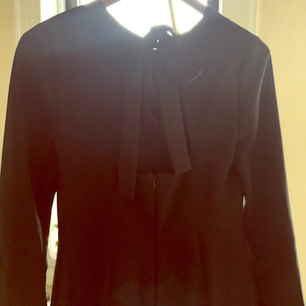 Black work dress with bow tie back detail